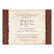 Invitación marrón del boda del país