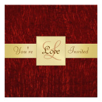 Invitación metálica roja de la cinta del oro de la invitaciones