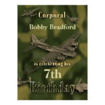 Invitación militar del cumpleaños de los muchachos