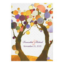 Invitación moderna colorida del boda de los árbole