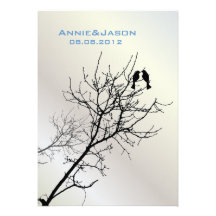 Invitación moderna del boda del árbol de los pájar