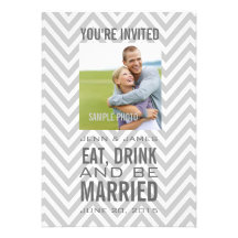 Invitación moderna gris del boda de la foto de Che