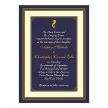 Invitación náutica del boda del Seahorse del oro d