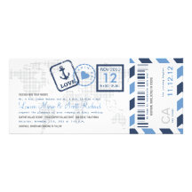 Invitación náutica del boleto del correo aéreo del