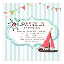 Invitación náutica del cumpleaños del timón y del 