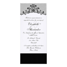Invitación negra bordada del cordón