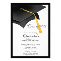 Invitación negra de la fiesta de graduación del ca