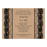 Invitación negra del boda del cordón y de la arpil invitaciones