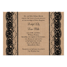 Invitación negra del boda del cordón y de la arpil