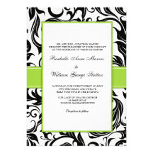 Invitación negra del boda del remolino con verde