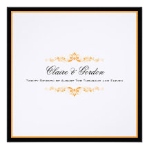 Invitación negra y anaranjada clásica simple del b