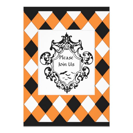 Invitación negra y anaranjada del ornamento