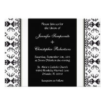 Invitación negra y blanca del boda del remolino de
