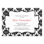 Invitación negra y blanca del damasco
