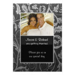 Invitación negra y de plata de la foto del damasco