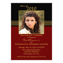 Invitación negra y roja de la graduación de la fot