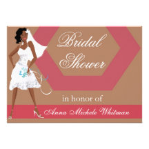 Invitación nupcial afroamericana de la ducha