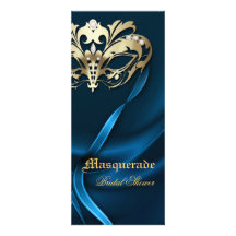 Invitación nupcial azul de la ducha de la mascarad
