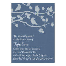 Invitación nupcial azul de la ducha de la rama del