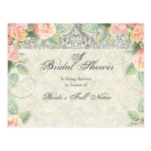 Invitación nupcial color de rosa y de plata ingles postales