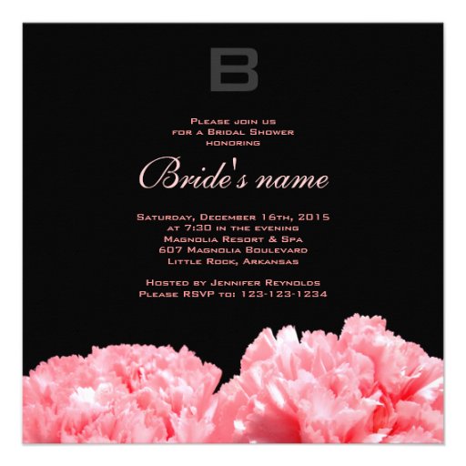 Invitación nupcial con monograma de la ducha