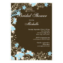 Invitación nupcial de la ducha de la flor azul ele