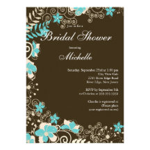 Invitación nupcial de la ducha de la flor azul ele