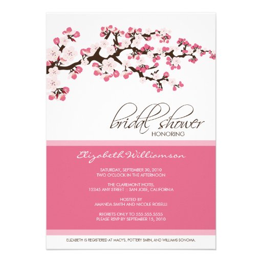 Invitación nupcial de la ducha de la flor de cerez