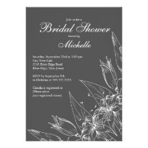 Invitación nupcial de la ducha de la flor gris ele