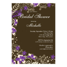 Invitación nupcial de la ducha de la flor púrpura 