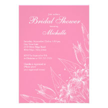 Invitación nupcial de la ducha de la flor rosada e