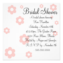 Invitación nupcial de la ducha de la flor rosada y