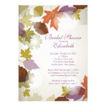Invitación nupcial de la ducha de la hoja púrpura 