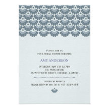 Invitación nupcial de la ducha de la hoja retra az