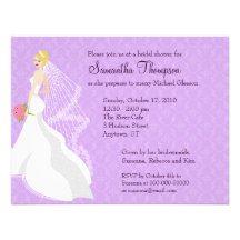 Invitación nupcial de la ducha de la lila coqueta