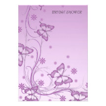 Invitación nupcial de la ducha de la mariposa púrp