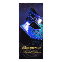 Invitación nupcial de la ducha de la mascarada azu