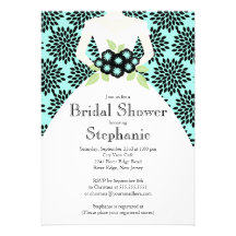 Invitación nupcial de la ducha de la novia azul ne