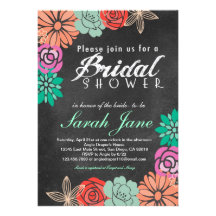 Invitación nupcial de la ducha de la pizarra flora