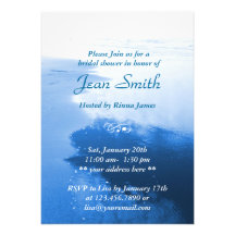 Invitación nupcial de la ducha de la playa azul co