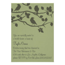 Invitación nupcial de la ducha de la rama verde de