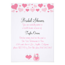 Invitación nupcial de la ducha de los pájaros rosa