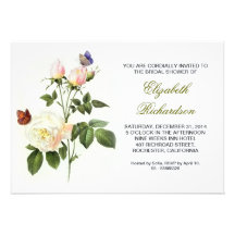 invitación nupcial de la ducha de los rosas blanco