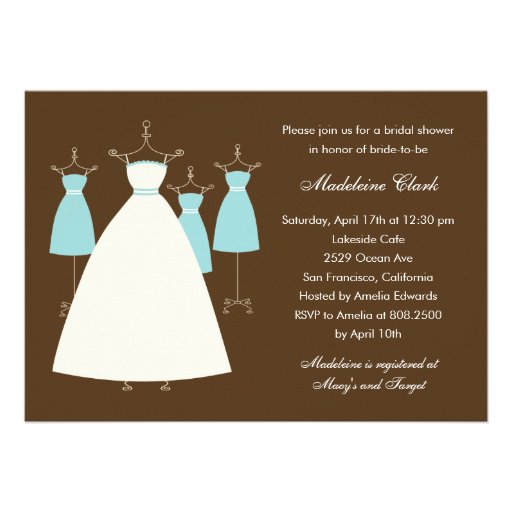 Invitación nupcial de la ducha de los vestidos mod