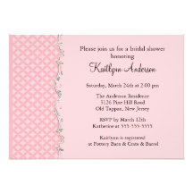 Invitación nupcial de la ducha del borde rosado de