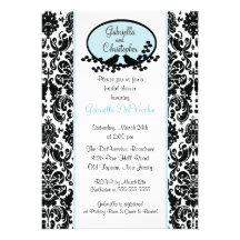 Invitación nupcial de la ducha del damasco azul