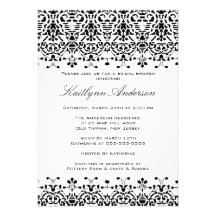 Invitación nupcial de la ducha del damasco blanco 