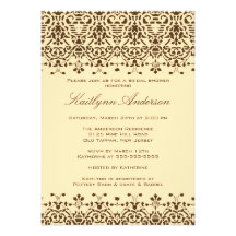 Invitación nupcial de la ducha del damasco de Brow