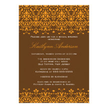 Invitación nupcial de la ducha del damasco de la m