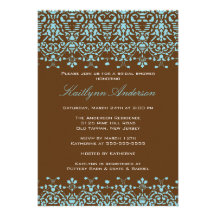 Invitación nupcial de la ducha del damasco de la t